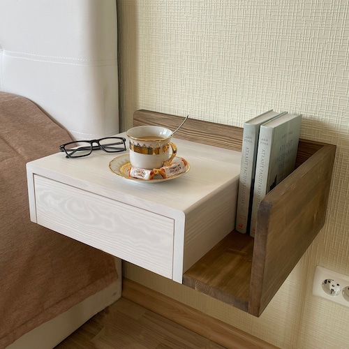 Solid Cherry Wood Floating Nightstand / Floating Walnut Etsy