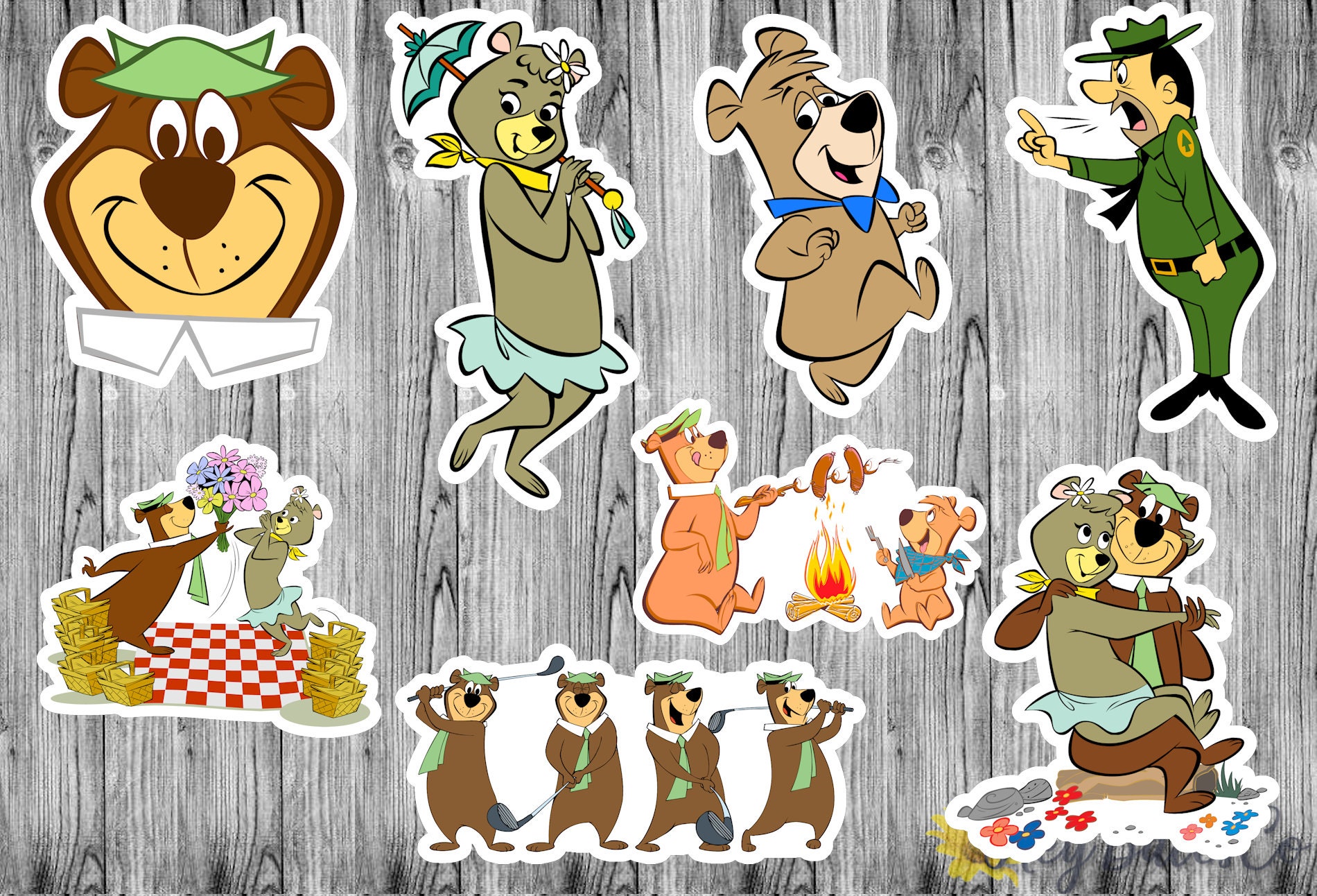 Yogi Bear and Friends Stickers / Planner Scrapbook Journal Etsy