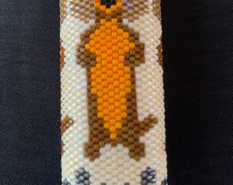 Estuche para encendedor con cuentas de perro salchicha