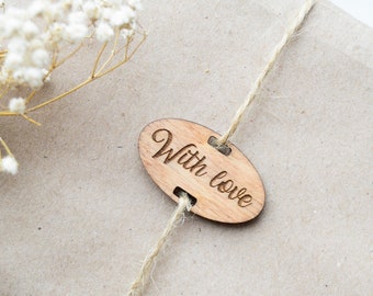 Knitting Wooden Tags with Logo or handmade with love