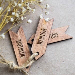 Etichette in legno personalizzate personalizzate, etichette aziendali / etichette all'uncinetto