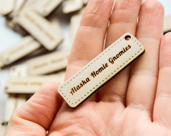 Tricot crochet étiquettes en bois, fait à la main par des étiquettes, produit en bois fait par des étiquettes pour crocheter | Balises rectangle