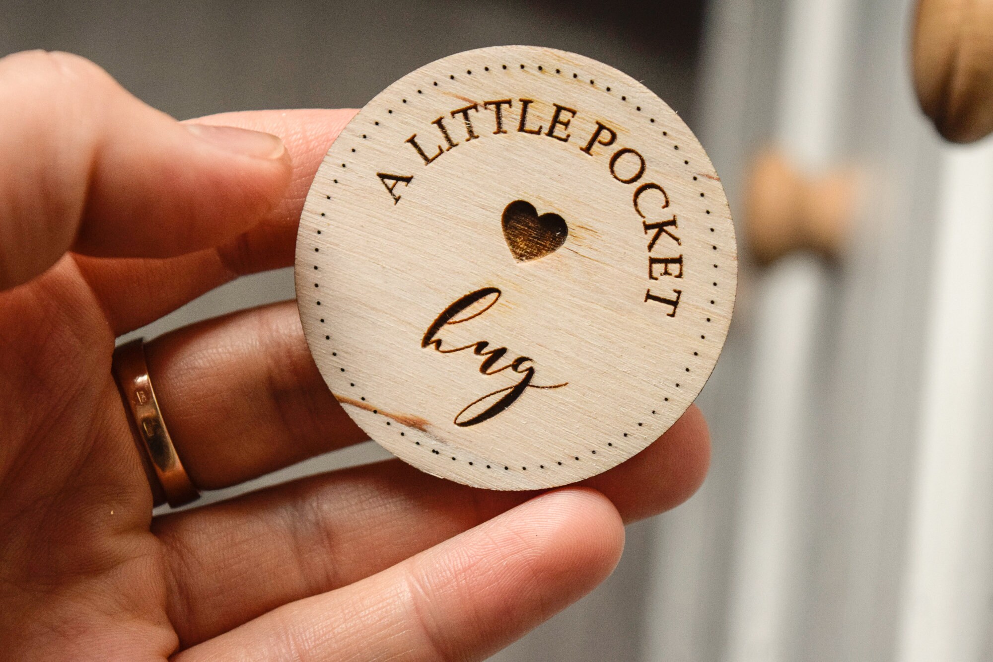 Little Pocket Hug Wooden Heart Token Miss You Note Isolation Etsy