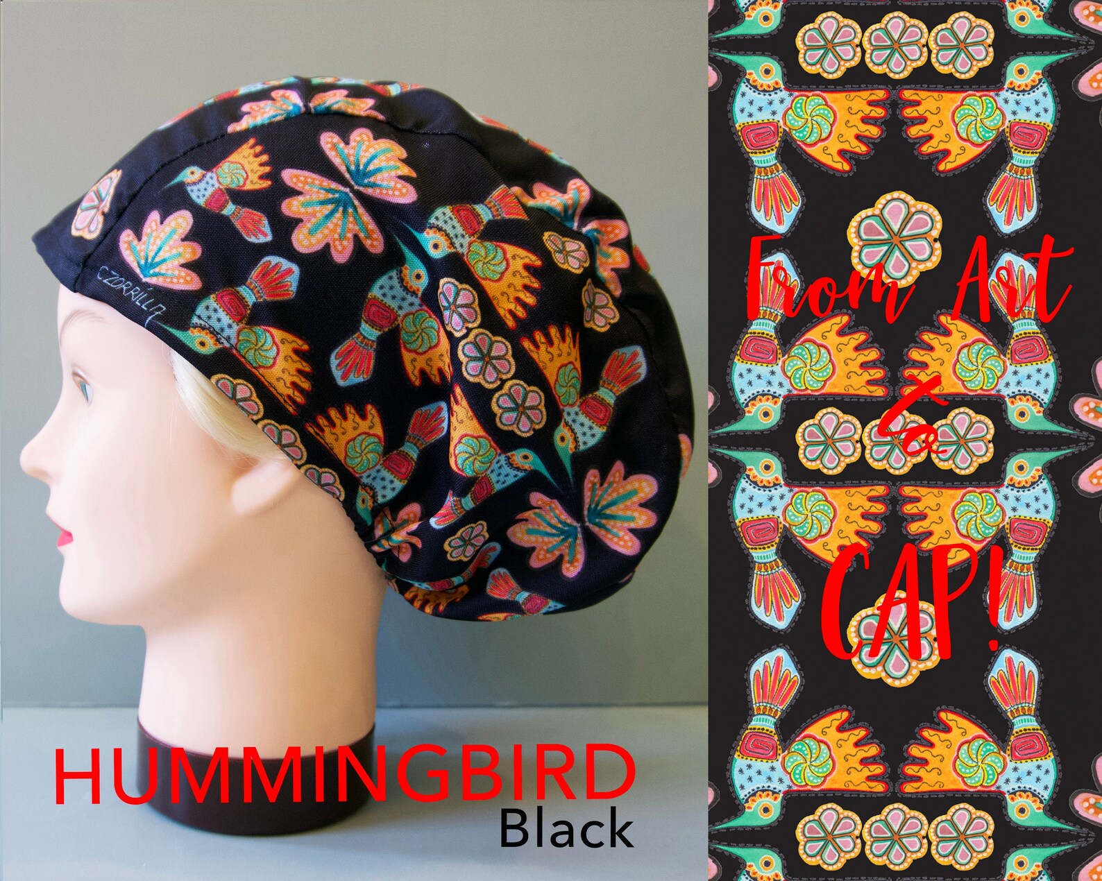 NEW Hummingbirds scrub cap for women. Elastic back. Easy Etsy