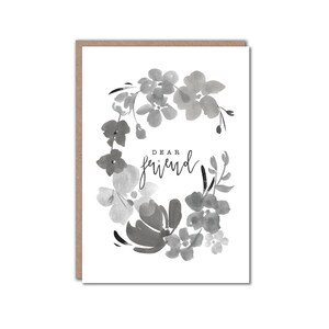 Beste vriendkaart - Friendship - Galentine's - Geïllustreerde inkt - Monochroom - Minimalistisch bloemen - Alexandra Butcher