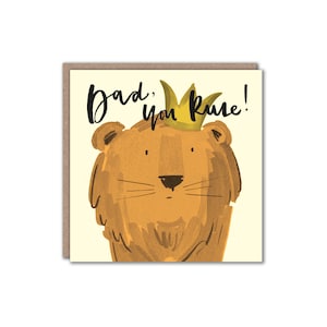 Papa, personnage, carte de voeux, drôle de jeu de mots de lion, anniversaire, règles, papa, fête des pères, carte, humour