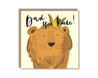 Funny Lion Dad Card: 'Dad, You Rule' Pun - Father's Day