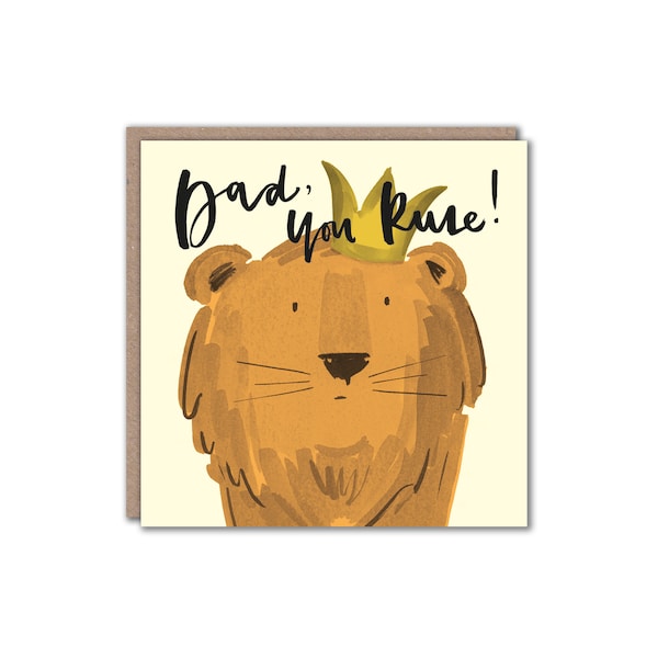 Dad Greeting Card - Pun Cards - Dad Birthday - Humour - Father's Day Card - Lion Character - Alexandra Butcher