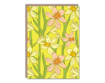 Daffodil Floral Greeting Card For Spring Birthday Or Easter Celebrations