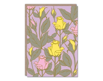 Floral Roses Greeting Card: Recycled Paper, Friendship Card