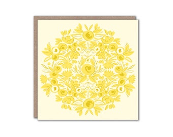 Yellow Floral Note Card - Blank Cards - Any Occasion - Alexandra Butcher