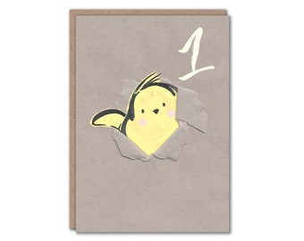 Hand Illustrated Chick 1st Birthday Card | Recycled Paper