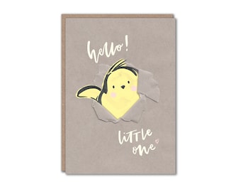 New Baby Card: Gender Neutral Chicken Illustration, Recycled Paper