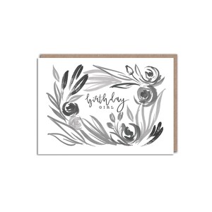 Carte d'anniversaire fille - encre illustrée - monochrome - cartes de voeux minimalistes - conception simple - Alexandra Butcher