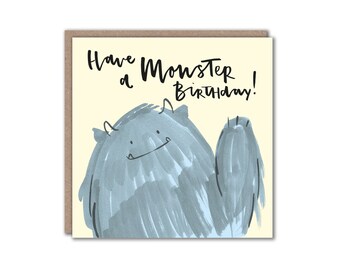 Monster Character Greeting Card Kid's Birthday Fun Pun Humour For Children