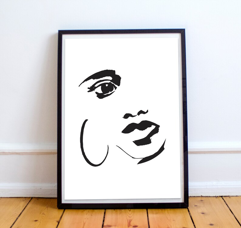 Abstract Face Art Print Female Face Wall Art Minimal Line Art A3 Poster