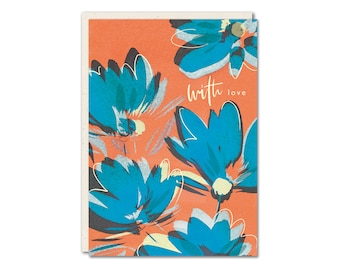 Bright Floral Greeting Card For Female Birthday or Any Occasion Flower Notecard Modern
