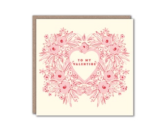 Valentine's Day Card - To My Valentine - Eco Friendly Greeting Card - Vintage Feel - Alexandra Butcher