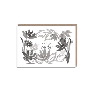 Hello Lovely Karte - Tinte illustrierte Grußkarte - Schriftkorrespondenz - Jede Gelegenheit - Monochrome Karten - Minimalistische Blumen - Alexandra Butcher
