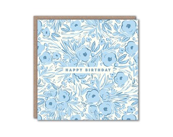 Floral Happy Birthday Card: Recycled Paper, UK Made