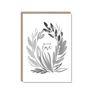 With Love Karte - Ink illustriert - Monochrom - Minimalistisch Floral - Alexandra Butcher