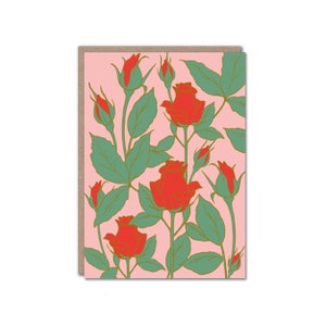 Tarjeta de rosas rojas - Tarjeta romántica - Tarjetas de felicitación florales - Tarjetas botánicas - Tarjeta de San Valentín - Tarjeta de Galentine - Alexandra Butcher