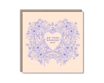 Wedding Day Greeting Card | Vintage Style Pastel Floral | Marriage Unisex