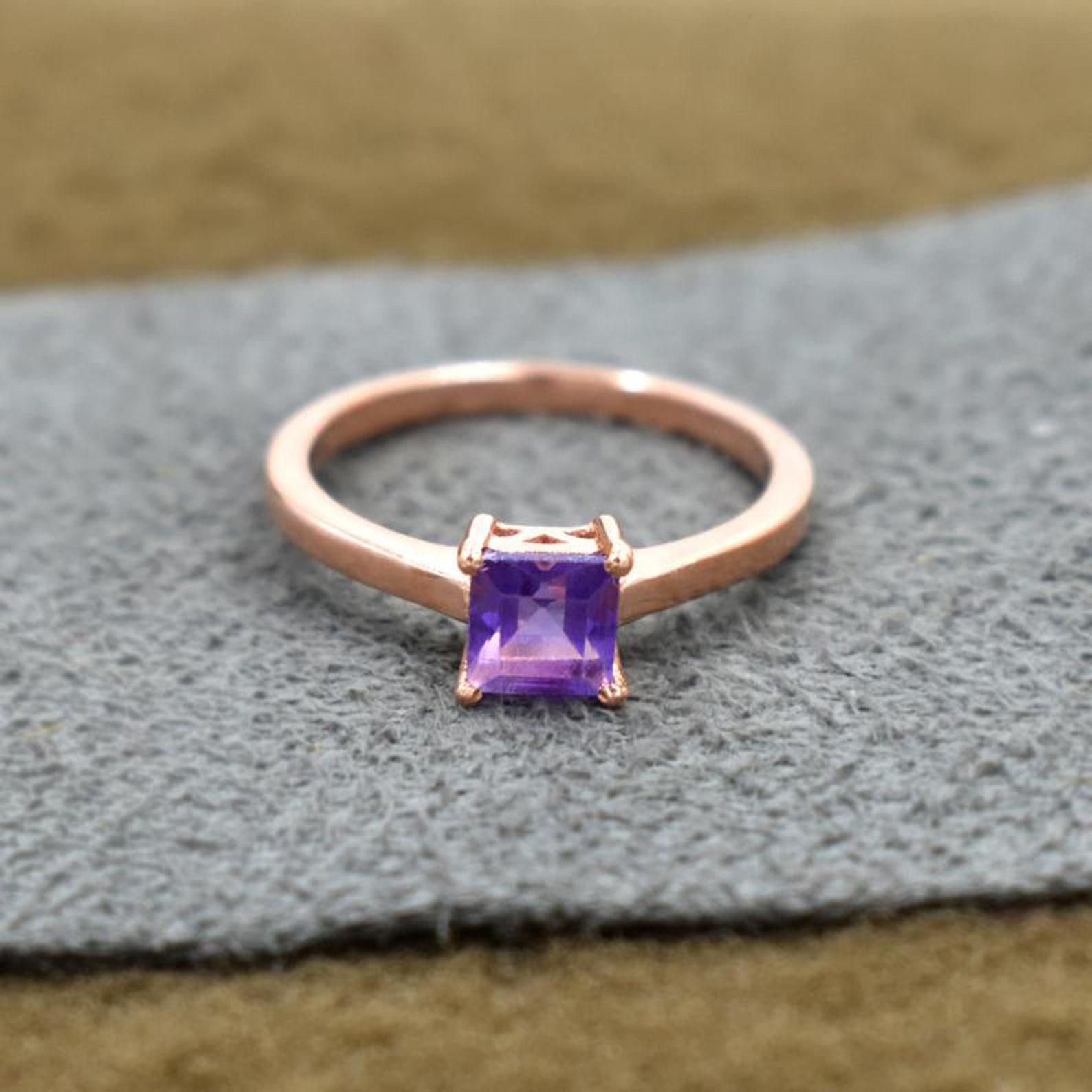 Princess Cut Amethyst Ring Amethyst Engagement Ring February Etsy