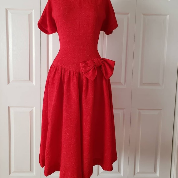 1950s Ruby Red Dress