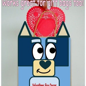 Blue dog Bluey valentine Box decor kit-bluey and bingo valentine image 2