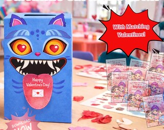 Kit San Valentino Per Bambini: Cassetta Postale A Forma Di Unicorno + 33 Biglietti Per La Classe