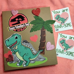 DINOSAUR -T-REX Valentine Box Printable Decor Kit  boy mailbox for school valentine&#39;s day cards