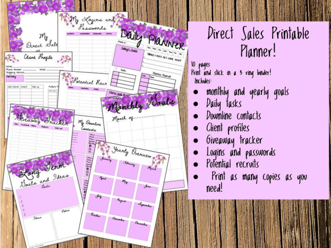 Printable Direct Sales Planner- Purple Theme - Etsy