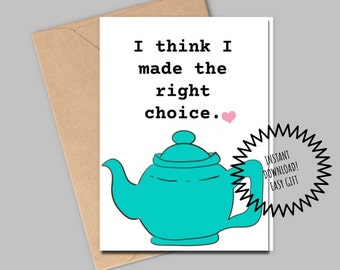 The Right Choice | Card | Jim and Pam, The Office,  the office card, for him, for her, love note
