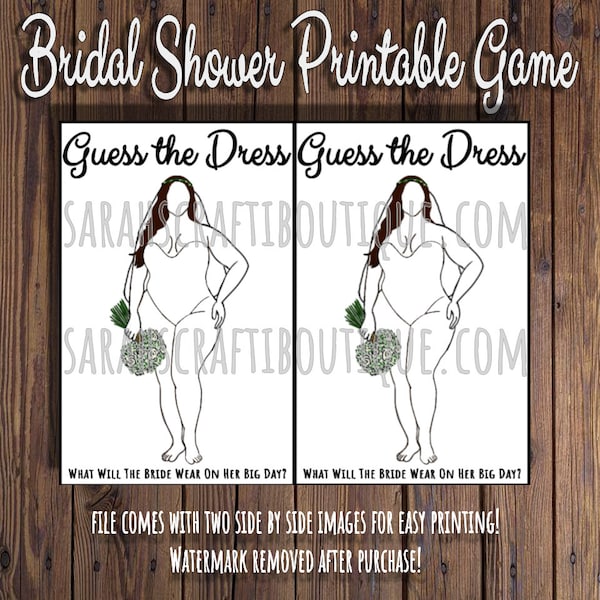 Plus Size Guess The Dress Bridal Shower Game, Curvy Bride, rustic Wedding Shower Game, Printable Bridal Shower Game, Plus Size Bride