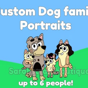 Cartoon Dog Family Portrait- Blue dog