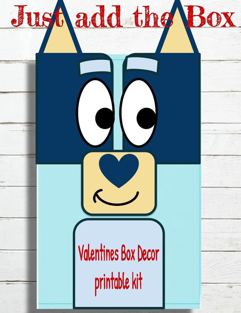 Blue dog Bluey valentine Box decor kit-bluey and bingo valentine image 9