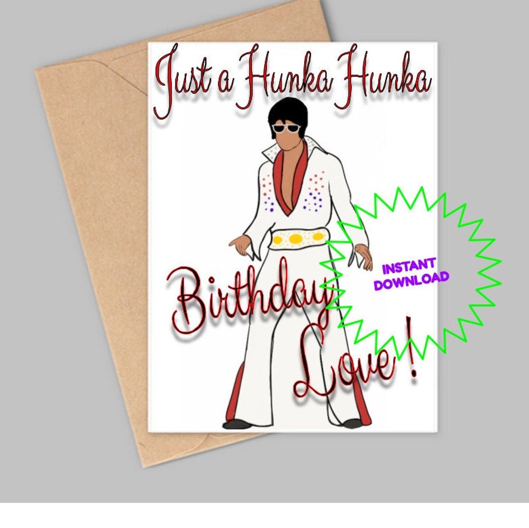 Elvis birthday card and envelope instant download etsy
