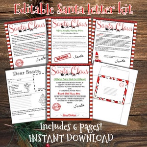 EDITABLE Santa Letters,official Santa letters  instant Download- Letters from santa-north pole letters-printable nice list, naughty list