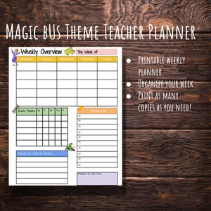 magic bus theme teacher planner-weekly planning sheets