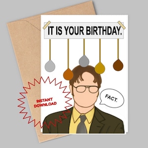 Dwight É o seu cartão de aniversário - cartão de aniversário engraçado - aniversário do escritório - download instantâneo