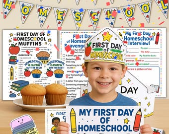 Back to School Breakfast Printables-First Day of School Party- School First Day of Homeschool Printable Pack – Magical Memory-Making Set!