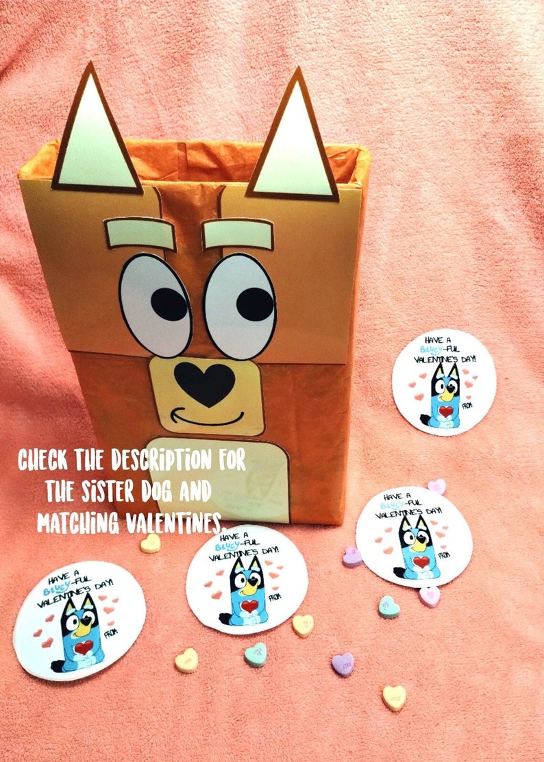 Bingo Valentine's Day Box Printable Decor Kit bluey and Etsy
