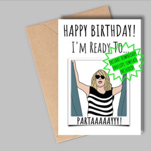Brautjungfern Geburtstagskarte, I'm Ready to Partay Karte, Im ready to party Karte, Brautjungfern lustige Karte