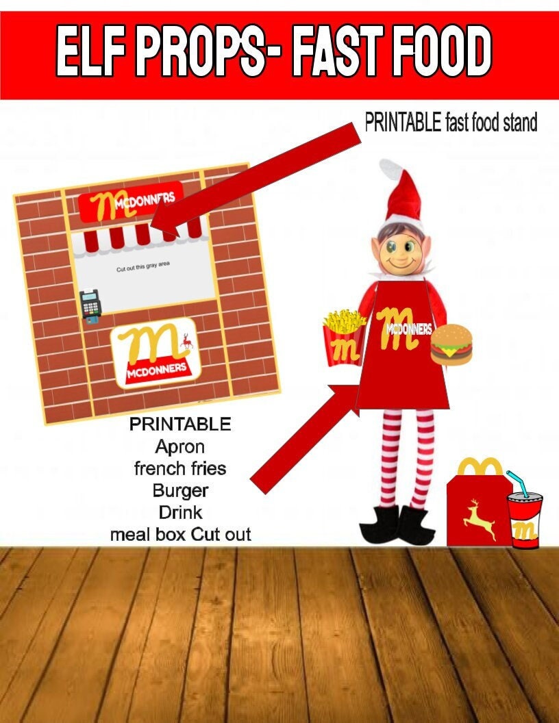 elf prop-fast food-printable-burger shop - etsy