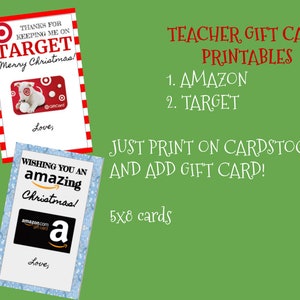 Christmas teacher gift card tags