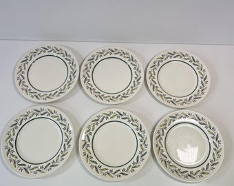 6 x Royal Doulton Almond Willow D6373 Salad Plates 22cm in Diameter