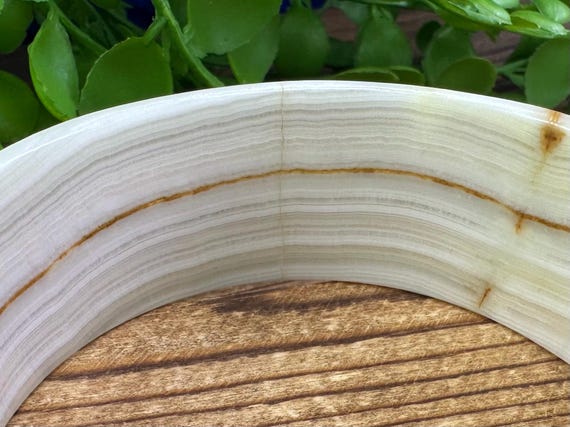 Vintage Agate Solid Stone bangle bracelet - image 7