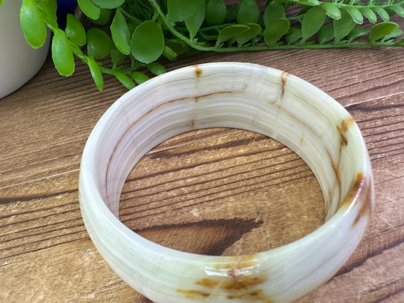 Vintage Agate Solid Stone bangle bracelet - image 4