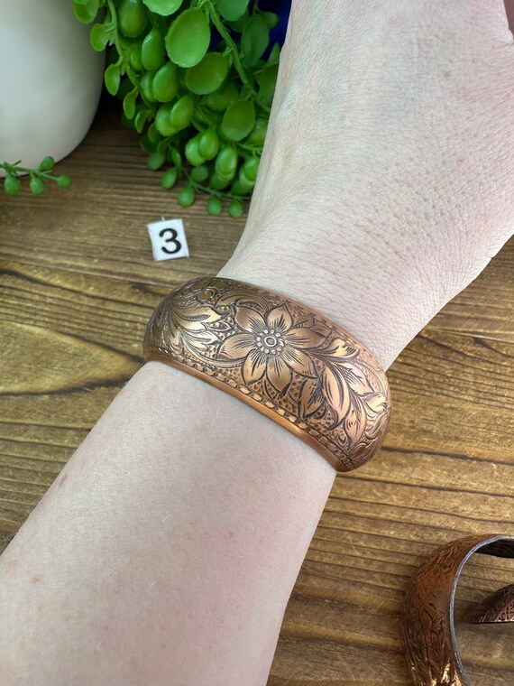 Assorted copper open back cuff bracelet bangles. … - image 8